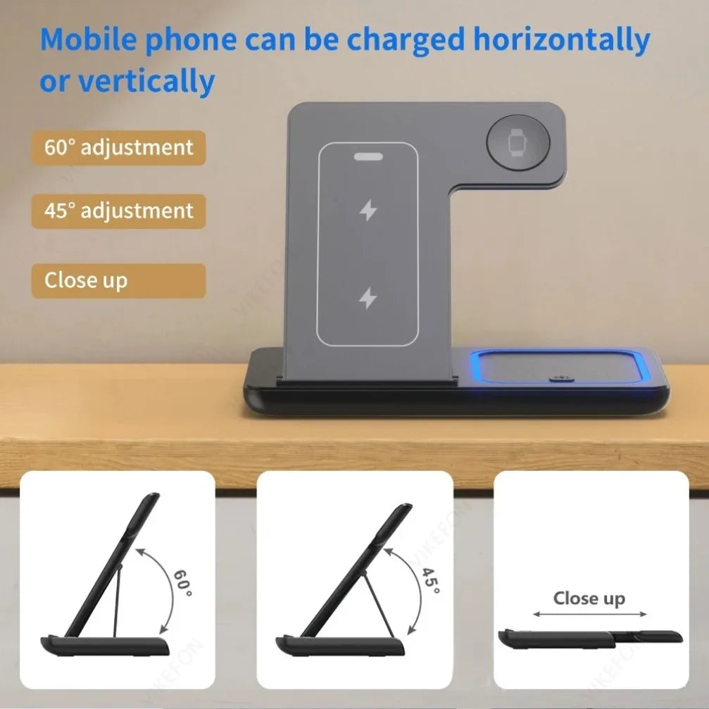 Foldable 3 in 1 Wireless Charging Station for iPhone