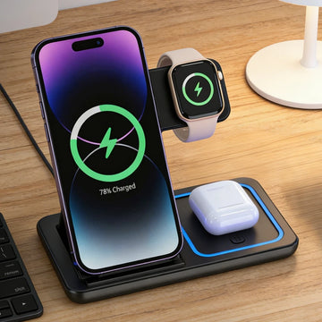 Foldable 3 in 1 Wireless Charging Station for iPhone