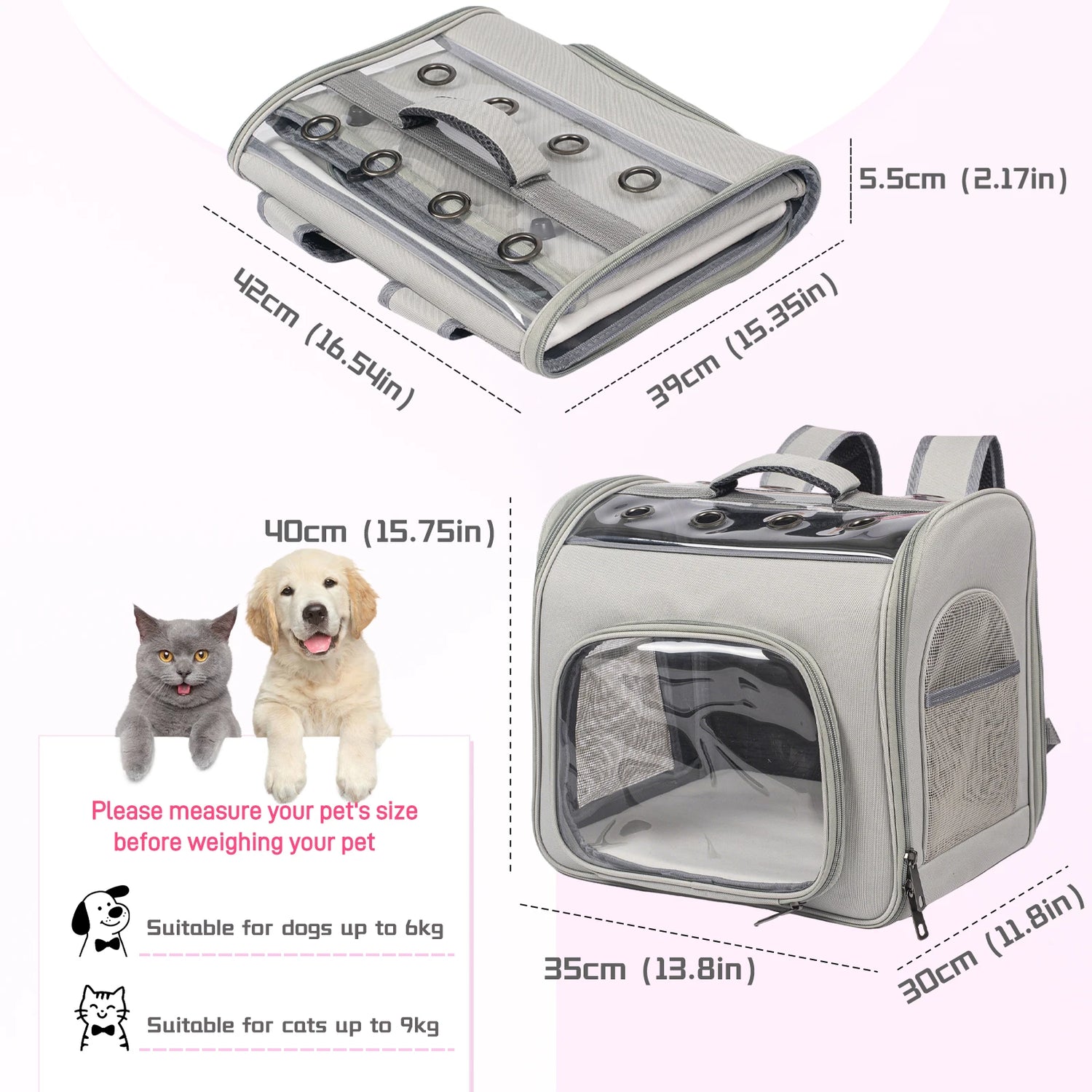 Cat Backpack, Breathable Pet Backpack With Front Opening