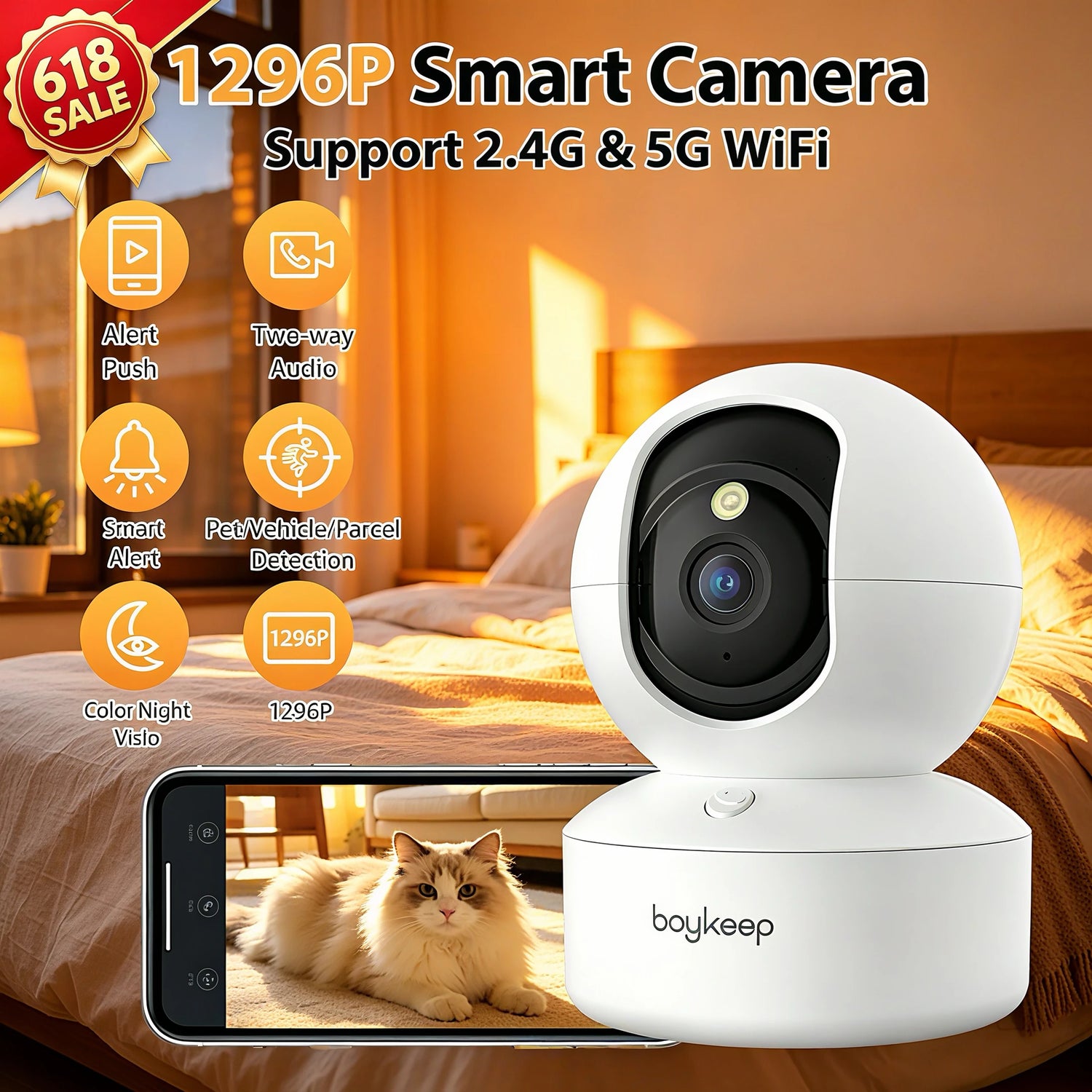 BoyKeep Smart Camera 2K Security Protection Wifi